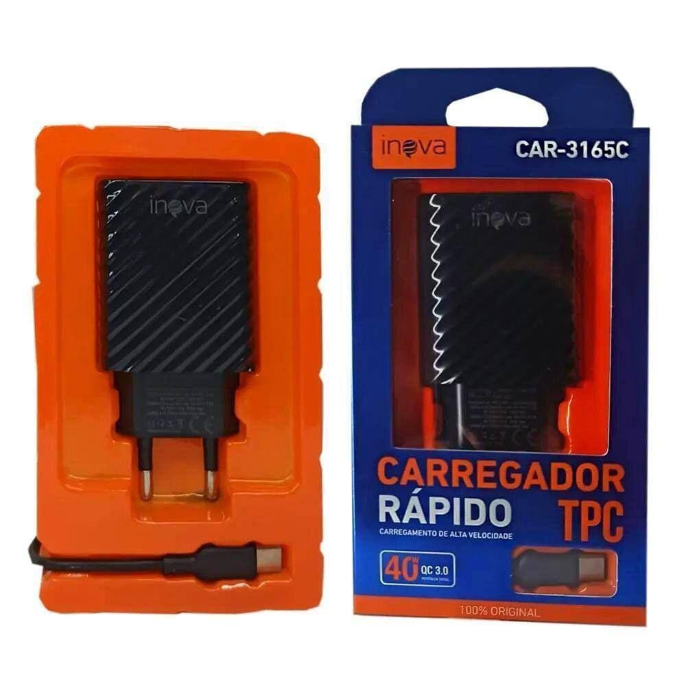 Carregador Turbo Power Super Rápido 40W Usb E Usb C + Cabo C