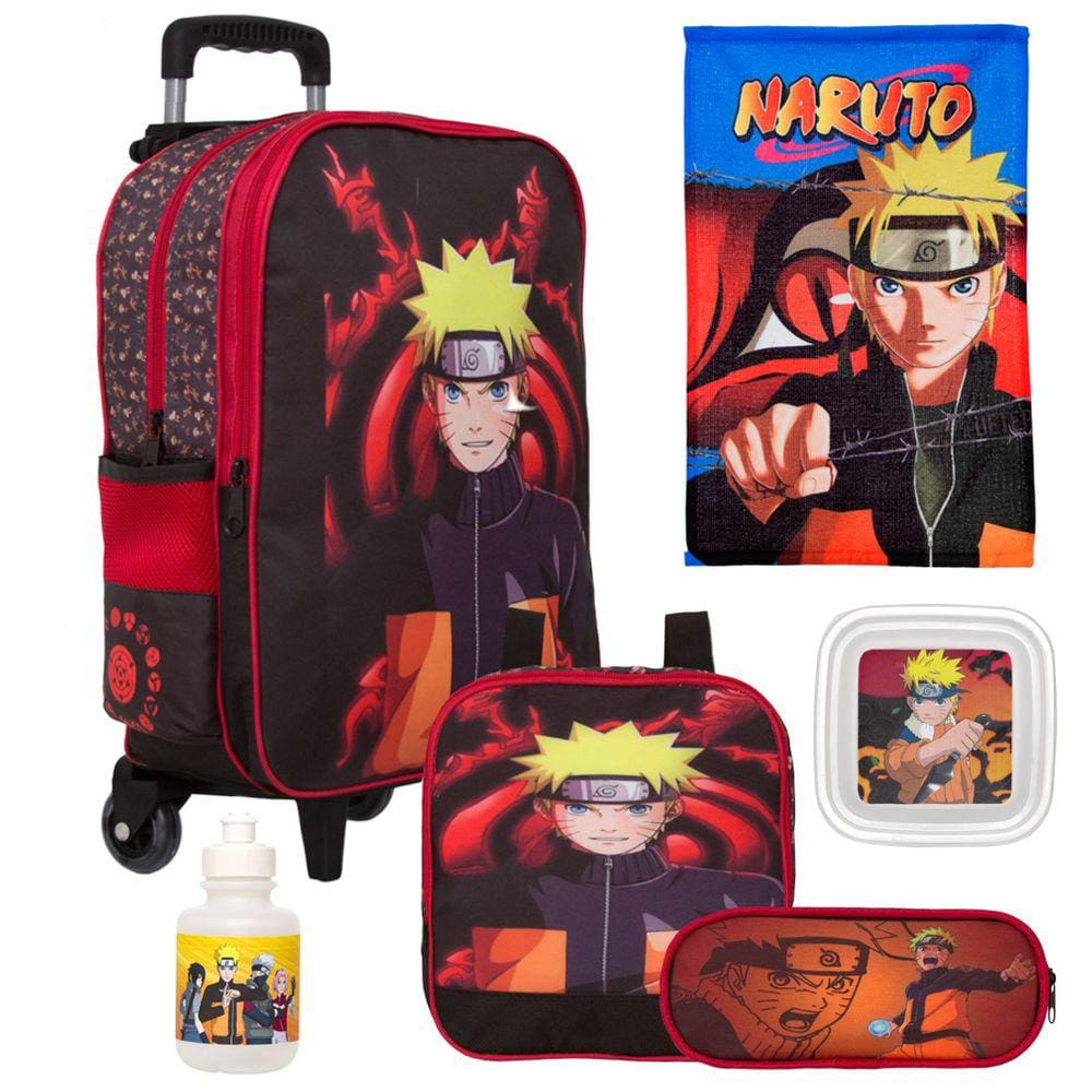 Mochila Escolar Passeio Juvenil Boruto Kit Completo Anime Naruto