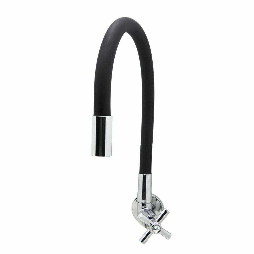Torneira Cozinha De Parede Tubo Gourmet Preta Flexível
