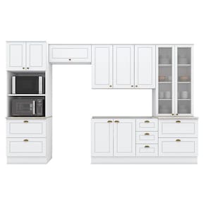 Cozinha Modulada Nova York 5 Peças com Cristaleira Branco HP - Henn