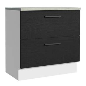 Balcão 80 cm 2 Gavetas Branco/Preto Agata Madesa