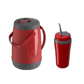 Kit Tererê Garrafa Térmica 2,5l + Copo Térmico 650ml Vermelh