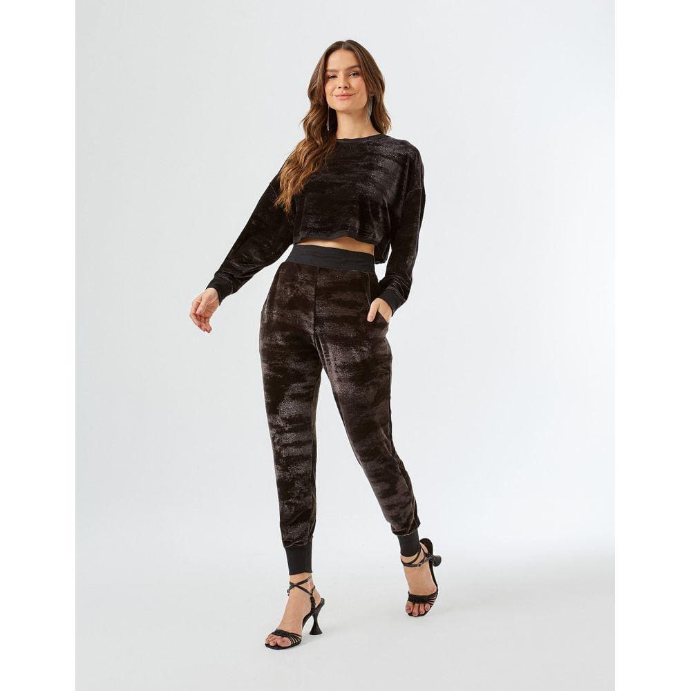 Calça Zinzane Feminino Jogger Brilho - Preto