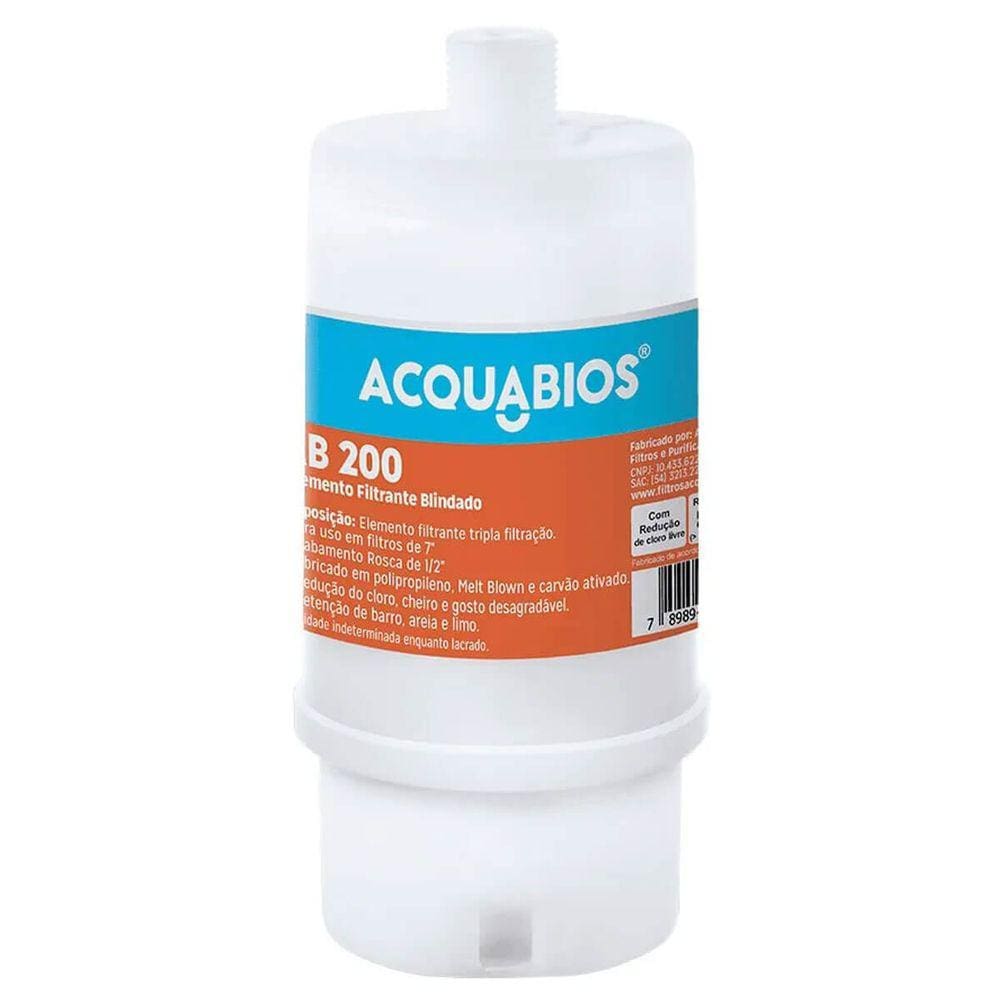 Refil Blindado Acqua AB 200BR/TR POU Rosca 1/2` Filtros tamanho 7` Acquabios Tripla Proteção
