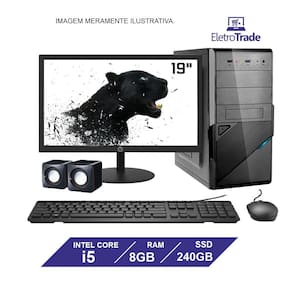Computador Flex Computer Intel Core i5 8GB SSD 240Gb Com Kit Monitor 19"Pacote office