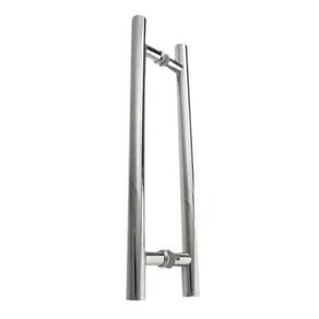 Puxador Tubular Aço Inox Redondo 45 Cm Porta Vidro Temperado