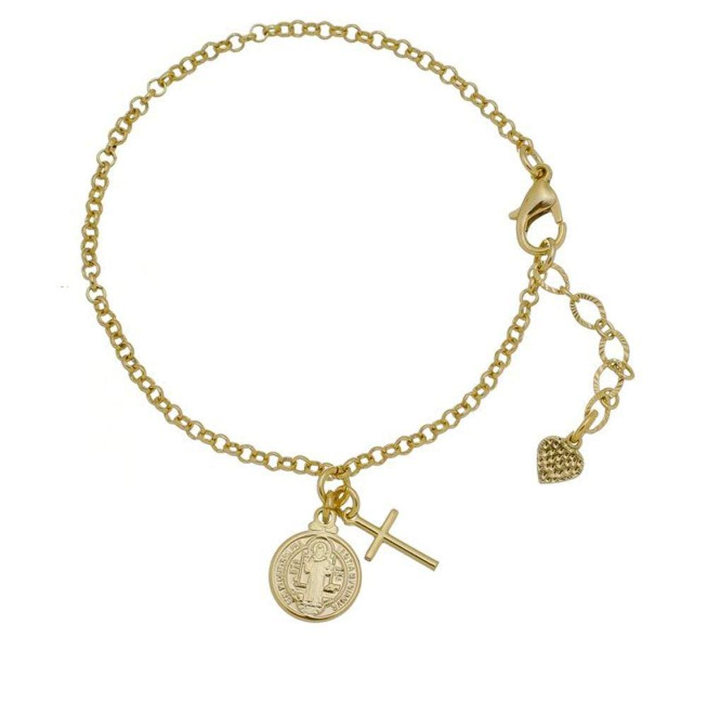 Pulseira São Bento Medalha e Crucifixo