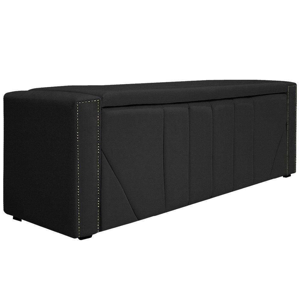 Calçadeira Baú Queen 160 Cm Para Cama Box Corano Preto