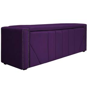 Calçadeira Baú Queen 160 Cm Para Cama Box Suede Roxo