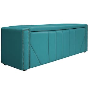 Calçadeira Baú Solteiro 90cm Suede Azul Turquesa