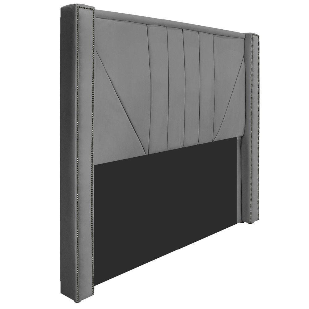 Cabeceira Solteiro 90 Cm Para Cama Box Suede Cinza