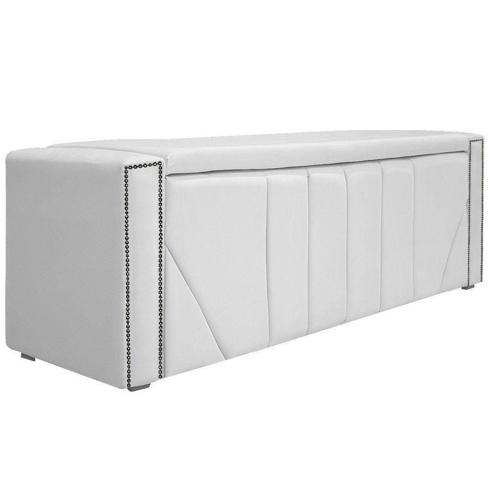 Calçadeira Baú Queen 160 Cm Para Cama Box Corano Branco