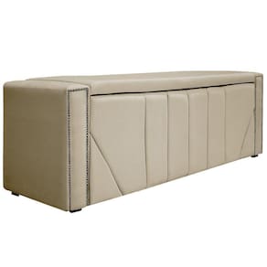Calçadeira Baú Queen 160 Cm Para Cama Box Corano Bege