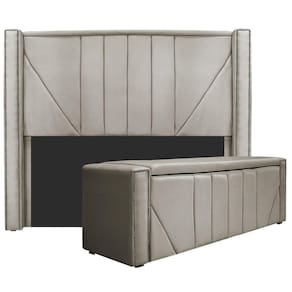 Cabeceira E Baú Solteiro 90Cm p/Cama Box - Adj Decor Bege