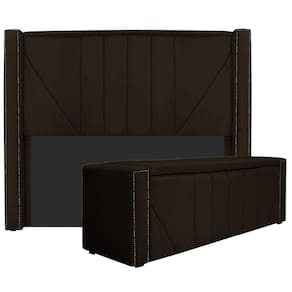 Cabeceira E Baú Solteiro 90Cm p/Cama Box - Adj Decor Marrom