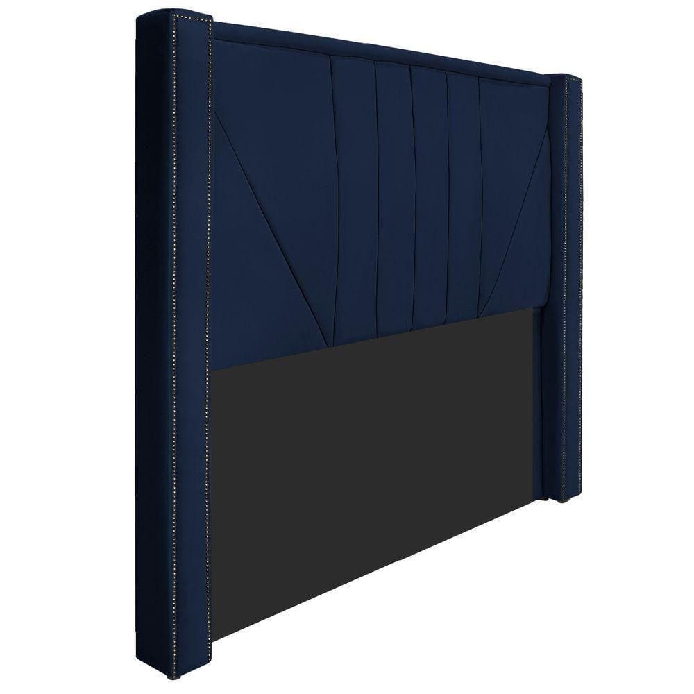 Cabeceira Queen 160 Cm Para Cama Box Suede Azul Marinho
