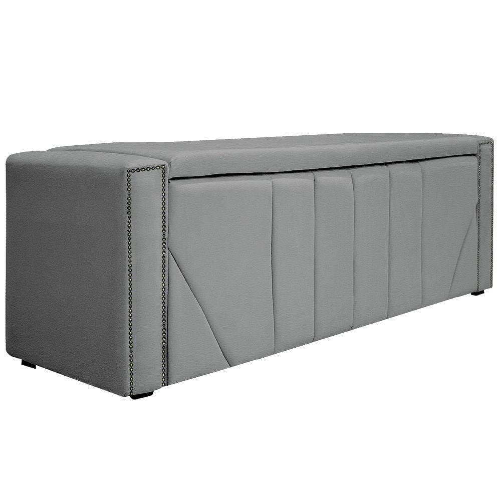 Calçadeira Baú Queen 160 Cm Para Cama Box Corano Cinza