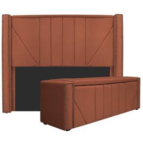 Cabeceira E Baú Casal 140Cm p/Cama Box - Adj Decor Terracota
