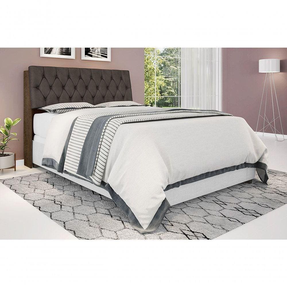 Cabeceira Box Casal 1,38 Isis Malbec Com Capitonê Marrom