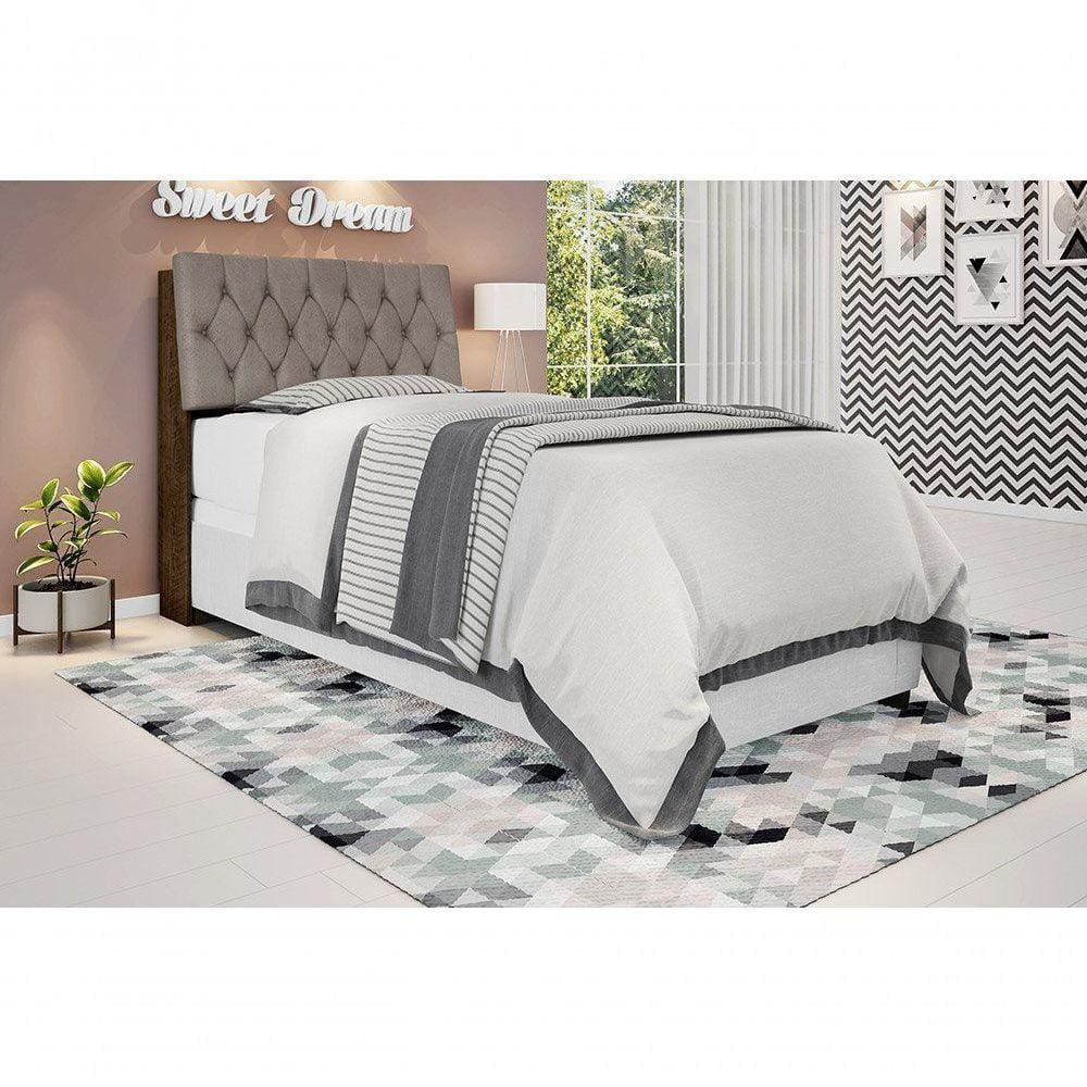 Cabeceira Box Solteiro 0,88 Malbec Com Capitonê Capuccino