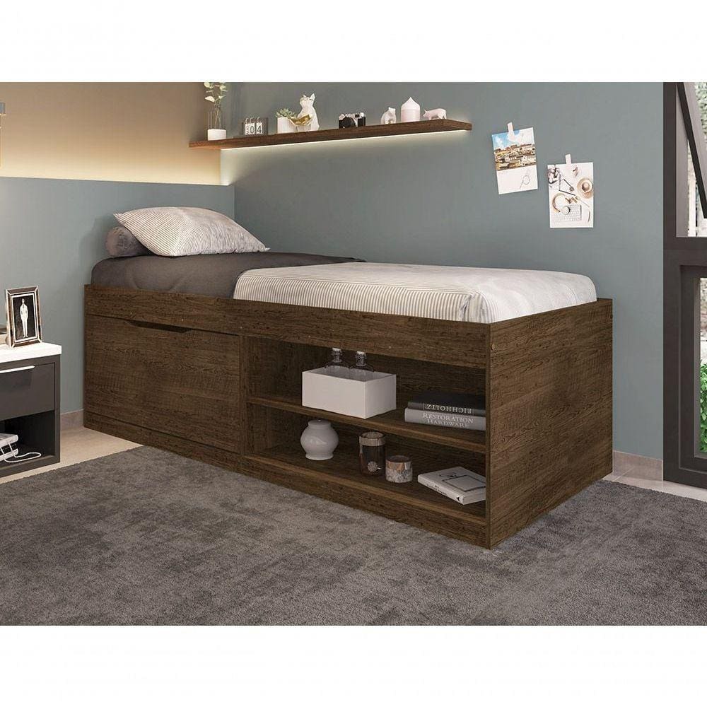 Cama Com Sapateira Solteiro 0,88 Malbec