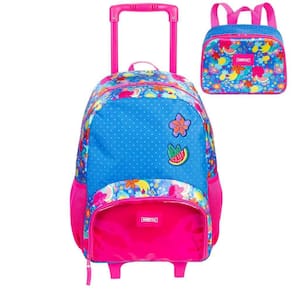 Kit Mochila de Rodinhas e Lancheira Sestini M Plus Floral