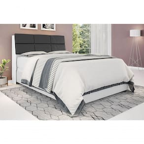 Cabeceira Box Casal 1,38 Isis Branco Com Painel Class Preto