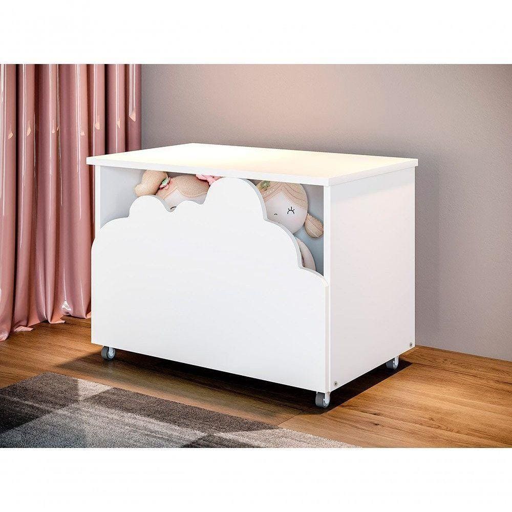 Baú De Brinquedos Nuvem Alegria Branco