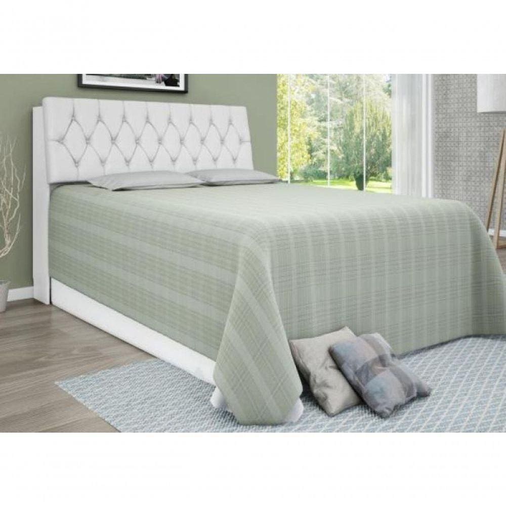 Cabeceira Box Casal Queen Isis Branco Com Capitonê Branco