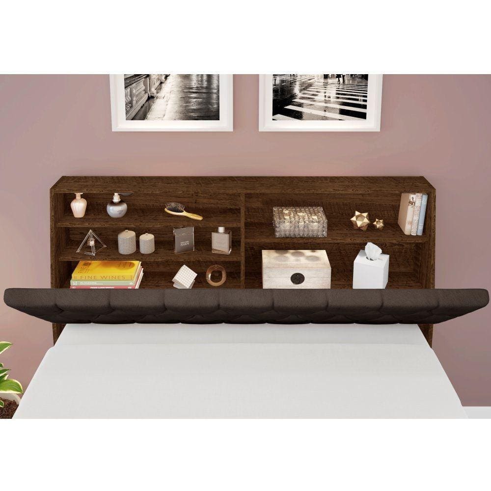 Cabeceira Queen Box Laura Malbec Captonê Marrom