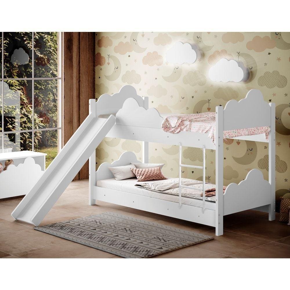 Beliche Sonho Doce Branca Com Escorregador E Colchões