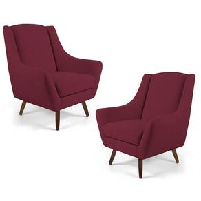 Kit 02 Poltronas Juliet Pés De Madeira B-278 Marsala
