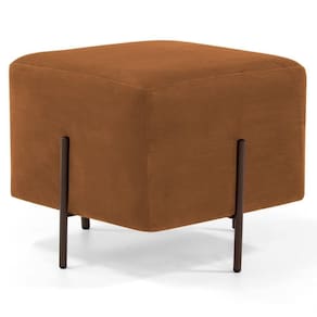Puff Decorativo 45cm Base Aço Status B-262 Veludo Telha