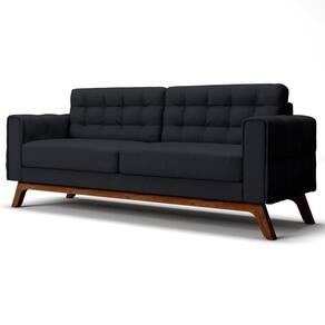 Sofá 210 Cm 3 Lugares Sandero B-300 Veludo Preto - Domi