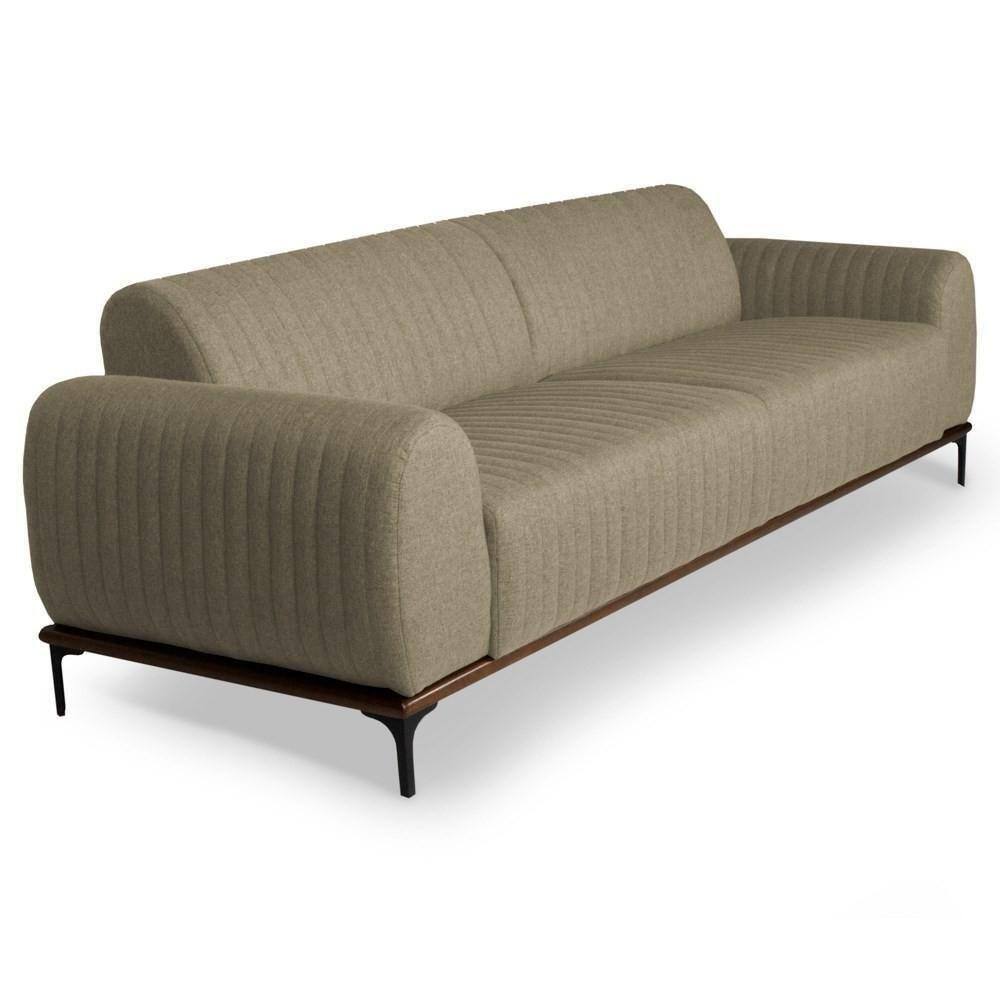 Sofá 260cm 4 Lugares Pés Preto Molino C-129 Linho Bege