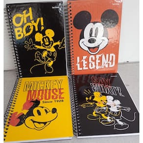 Caderno Pequeno Capa Dura Mickey 80 Folhas Espiral 1/4 Modelo Diversos