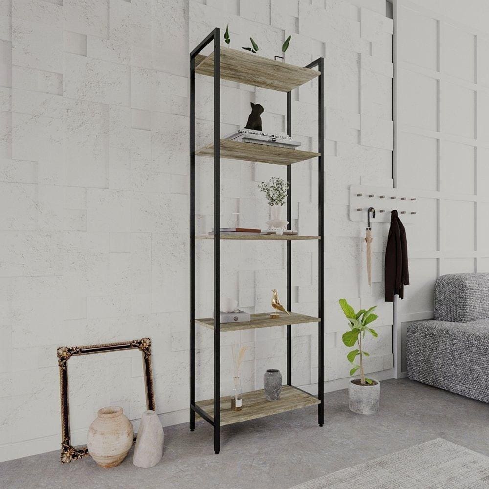Estante para Livros Industrial Aço Multiuso 5 Prateleiras 187x60cm Active Yescasa Carvalho