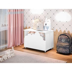 Baú De Brinquedos Nuvem Alegria Branco Com 2 Luminárias