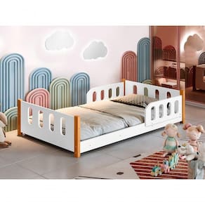 Cama Montessoriana Infantil Com Grade Camila Branco