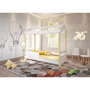 Cama Solteiro Jhulia Branco Com Led