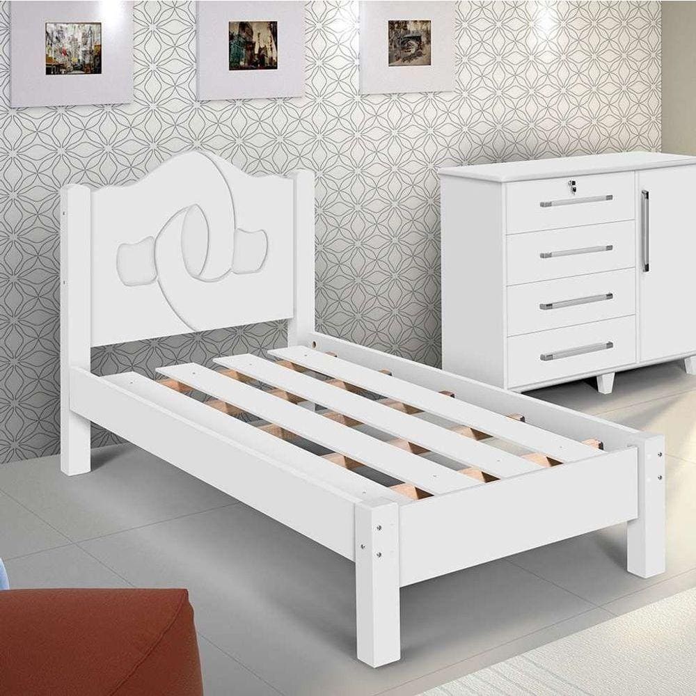 Cama Siena Solteiro Branco - Carmolar