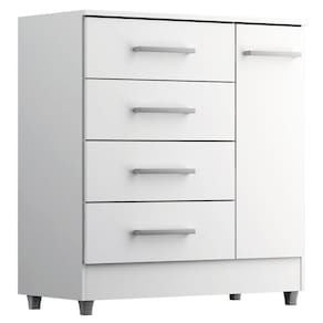 Comoda Laura 4 Gavetas 1 Porta Branco