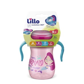 Copo de Treinamento - Lillo - Evolution 360 - Com Alça - Rosa e Azul - 240 ml
