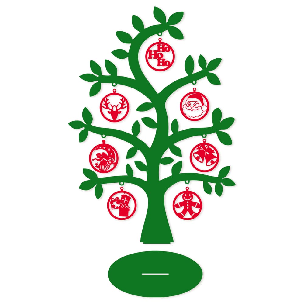 Árvore Verde Com Bolinhas De Natal 28cmx40cm - Cria Arte Laser