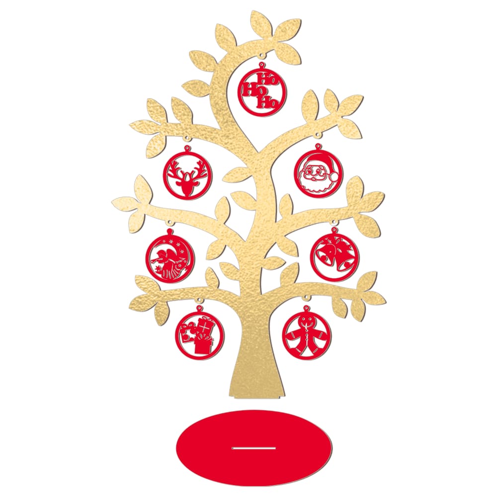 Árvore Dourada Com Bolinhas De Natal 28cmx40cm - Cria Arte Laser