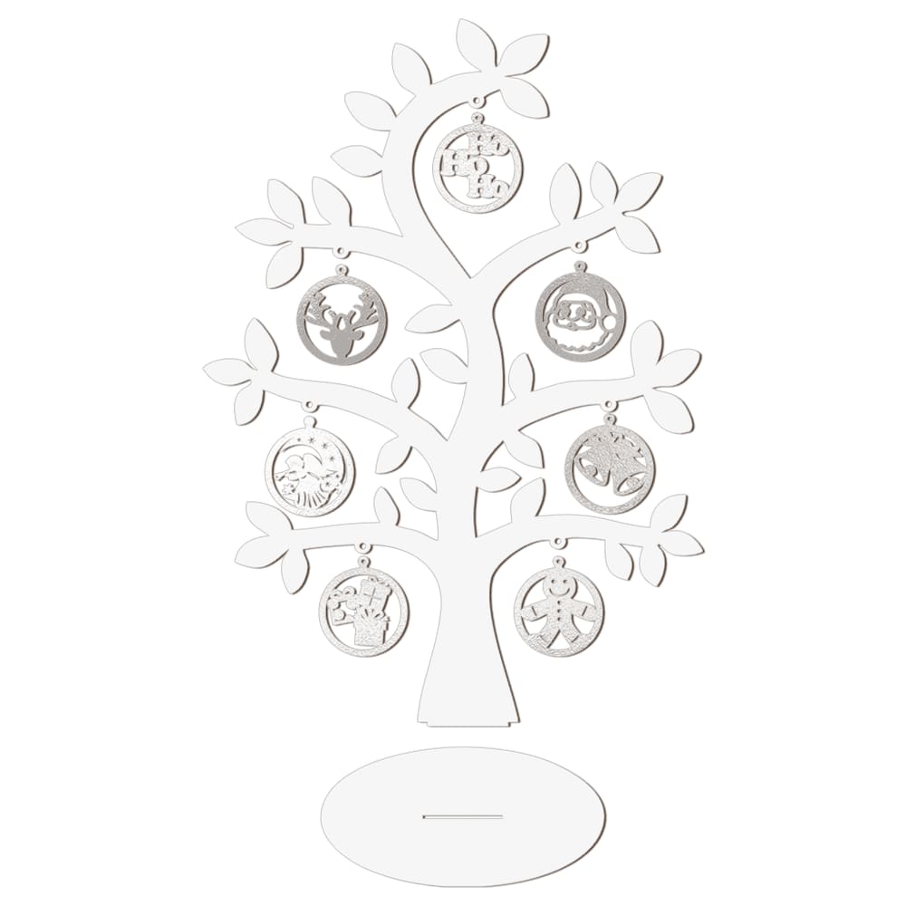 Árvore Branca Com Bolinhas De Natal 28cmx40cm - Cria Arte Laser