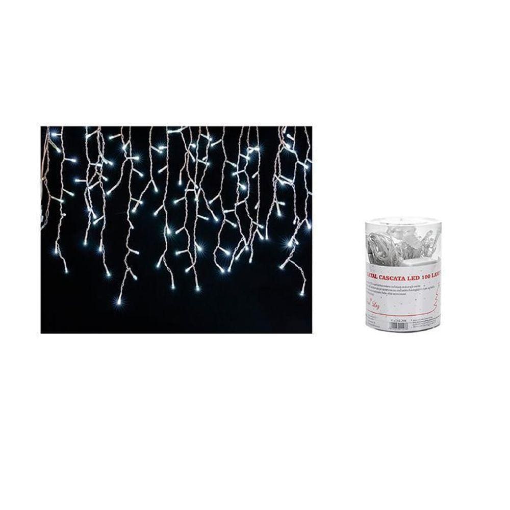 Cortina Led Natal 2,3M 100 Leds 8 Funções Branco 220V