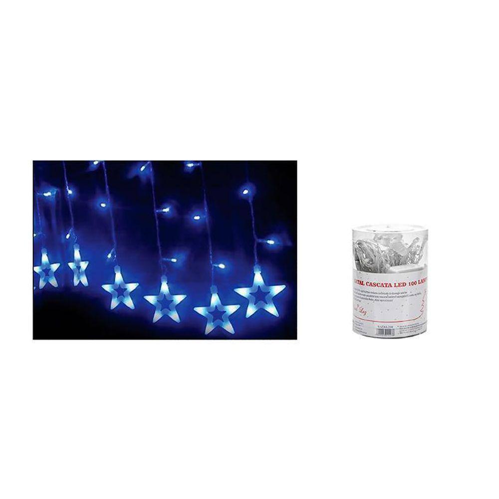 Cortina Led Natal 3M 120 Leds 8 Funções Azul 127V