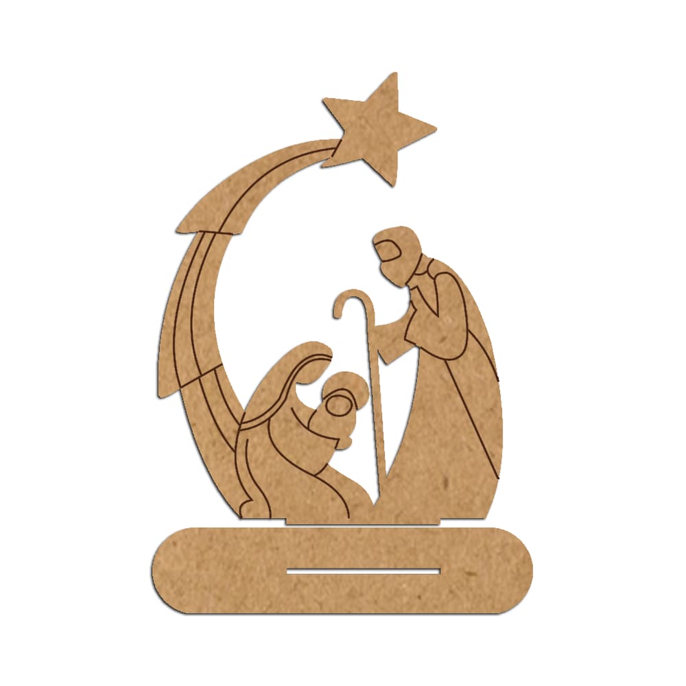 Presépio 02 MDF CRU Com Base 19cmx25cm - Cria Arte Laser