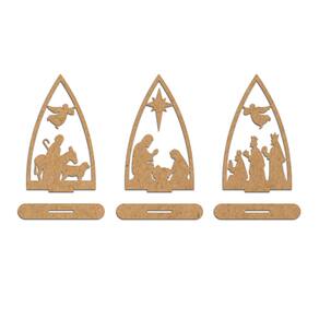 Trio Presépio Natal MDF CRU 9cmx15cm - Cria Arte Laser